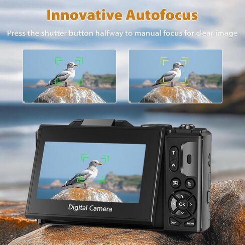 4K Cameras for Photography, 64MP Digital Vlogging Camera for YouTube | 3" 180° Flip Screen, Compact WiFi Camera with 18X Digital Zoom, Flash, 32GB Micro SD Card & 2 Batteries in Kuwait