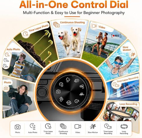 4K Cameras for Photography, 64MP Digital Vlogging Camera for YouTube | 3" 180° Flip Screen, Compact WiFi Camera with 18X Digital Zoom, Flash, 32GB Micro SD Card & 2 Batteries in Kuwait