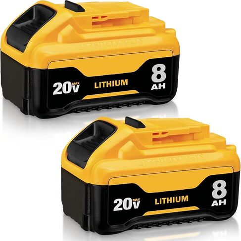 DCB200 8.0Ah Replacement for Dewalt 20V Max Battery 2 Pack | Fits DCB201 DCB203 DCB204 DCB206 DCB180, Compatible with Dewalt 20V Power Tools and Chargers in Saudi Arabia