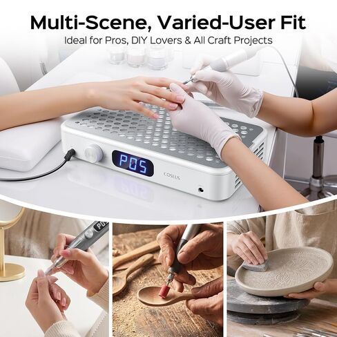 COSLUS E60 Professional Nail Dust Collector, 1600PA Heavy-Duty Salon Use | 6500RPM Dual Nail Vacuum Fan, Powerful Suction, Durable for Nail Tech, 5 Suction Modes with LED Screen, Low Noise, White in Saudi Arabia