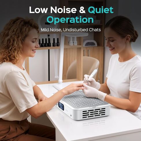 COSLUS E60 Professional Nail Dust Collector, 1600PA Heavy-Duty Salon Use | 6500RPM Dual Nail Vacuum Fan, Powerful Suction, Durable for Nail Tech, 5 Suction Modes with LED Screen, Low Noise, White in Saudi Arabia