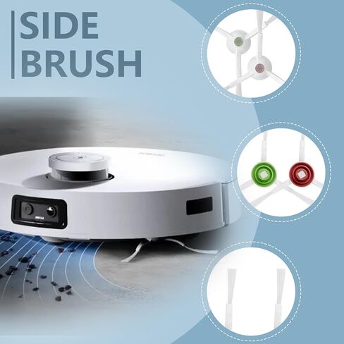 Accessories for ECOVACS DEEBOT T10 Plus Robot Vacuum Cleaner | T10 Plus Replacement 21 Pcs, 1 Main Brush, 4 HEPA Filters, 3 Dust Bags,4 Mop Pads,8 Side Brushes Accessories Kit in Saudi Arabia