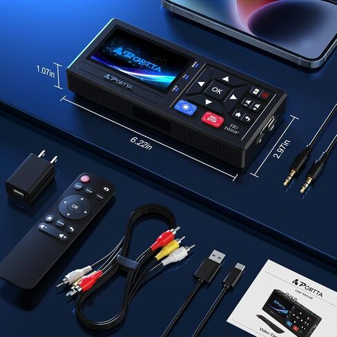 Portta VHS to Digital Converter, Video to Digital Recorder with Remote, Compatible with VHS, VCR, DVR, DVD, Hi8, Mini DV, Gaming Consoles (VCR, VHS/DVD Player, Camcorder Required) in Saudi Arabia
