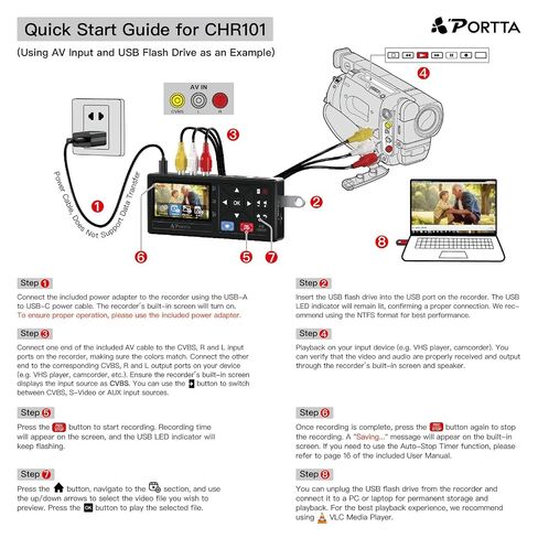 Portta VHS to Digital Converter, Video to Digital Recorder with Remote, Compatible with VHS, VCR, DVR, DVD, Hi8, Mini DV, Gaming Consoles (VCR, VHS/DVD Player, Camcorder Required) in Saudi Arabia