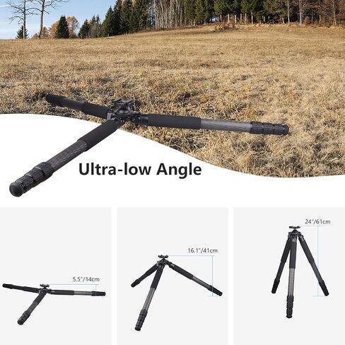Carbon Fiber Shooting Tripod VICELK MK404C, 70.3'' Hunting Tripod with 52mm Lever Ball Head, 30KG Load, ARCA-Swiss Quick Release, for Camera/Telescope/Outdoor Shooting in Kuwait