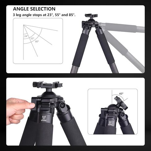 Carbon Fiber Shooting Tripod VICELK MK404C, 70.3'' Hunting Tripod with 52mm Lever Ball Head, 30KG Load, ARCA-Swiss Quick Release, for Camera/Telescope/Outdoor Shooting in Kuwait