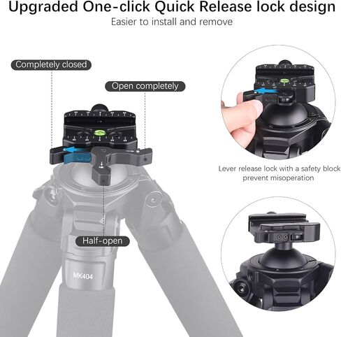 Carbon Fiber Shooting Tripod VICELK MK404C, 70.3'' Hunting Tripod with 52mm Lever Ball Head, 30KG Load, ARCA-Swiss Quick Release, for Camera/Telescope/Outdoor Shooting in Kuwait