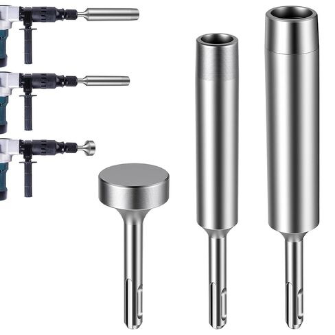 3PCS SDS Plus Ground Rod Driver Set, Professional Socket Hammer Bits, One Piece Design for 5/8" and 3/4" Ground Rods with 35mm Heavy Duty Flat Hammer, Compatible with Rotary Hammers Drills in Saudi Arabia