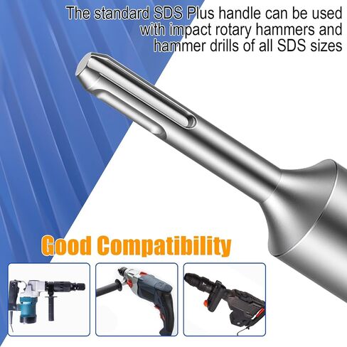3PCS SDS Plus Ground Rod Driver Set, Professional Socket Hammer Bits, One Piece Design for 5/8" and 3/4" Ground Rods with 35mm Heavy Duty Flat Hammer, Compatible with Rotary Hammers Drills in Saudi Arabia