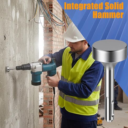 3PCS SDS Plus Ground Rod Driver Set, Professional Socket Hammer Bits, One Piece Design for 5/8" and 3/4" Ground Rods with 35mm Heavy Duty Flat Hammer, Compatible with Rotary Hammers Drills in Saudi Arabia