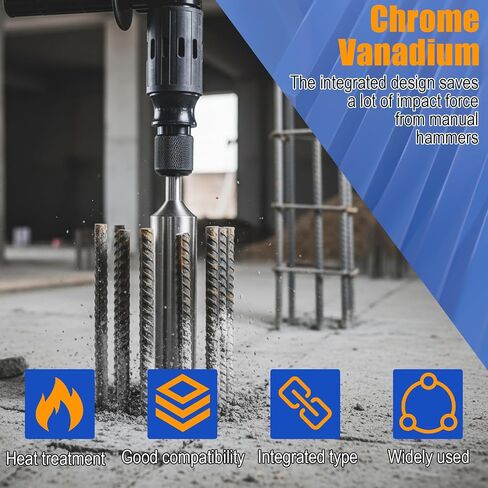 3PCS SDS Plus Ground Rod Driver Set, Professional Socket Hammer Bits, One Piece Design for 5/8" and 3/4" Ground Rods with 35mm Heavy Duty Flat Hammer, Compatible with Rotary Hammers Drills in Saudi Arabia