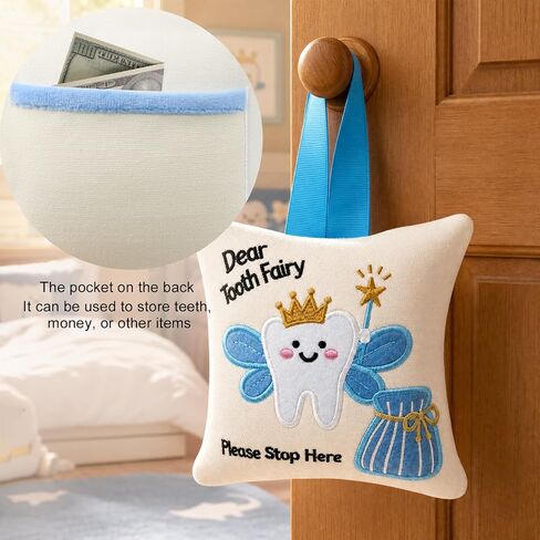 Tooth Fairy Pillow with Tooth Fairy Book Receipts Set for Boys Girls | Tooth Fairy Kit for Kids,Tooth Keepsake Gifts in Saudi Arabia