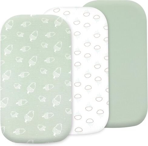 Cotton Fitted Bassinet Sheets, Bedside Sleeper Sheets 33x20x4, Pink-Purple-White, 4 Pack in Saudi Arabia