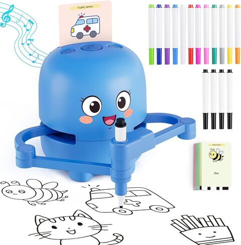 Drawing Robot for Kids Toy, Gifts for 3 4 5 6 7 8 9 Year Old Boys & Girls | Robot Drawing Machine, Electric Music Painting Learning Toys, Birthday Christmas Gifts, 150 PCS Cards, 12 Color Pens, Pink in Saudi Arabia