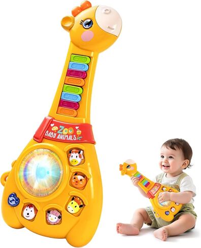 Marstone Toddler Toys for 1 2 Year Old Boy and Girl Gift Musical Guitar Toy | Educational Toddler Toys for Babies Ages 12 to 18 Months with Animal Sounds & Lights, Birthday Holiday Present in Kuwait
