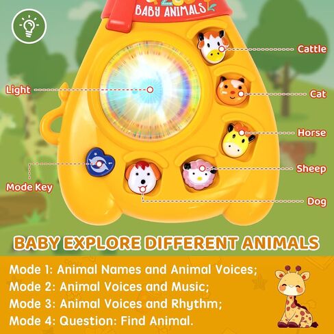 Marstone Toddler Toys for 1 2 Year Old Boy and Girl Gift Musical Guitar Toy | Educational Toddler Toys for Babies Ages 12 to 18 Months with Animal Sounds & Lights, Birthday Holiday Present in Kuwait