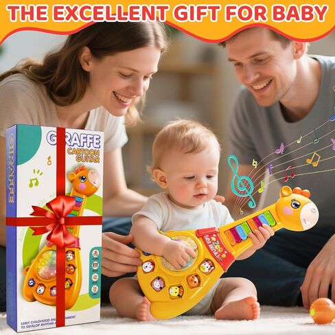 Marstone Toddler Toys for 1 2 Year Old Boy and Girl Gift Musical Guitar Toy | Educational Toddler Toys for Babies Ages 12 to 18 Months with Animal Sounds & Lights, Birthday Holiday Present in Kuwait