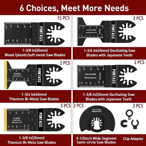 27 PCS Oscillating Saw Blade Set Durable Multitool Blades | Titanium Wood and Plastic Universal Multitool Blades Kits Fit Dewalt Milwaukee Ryobi Rockwell in Kuwait