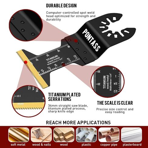 27 PCS Oscillating Saw Blade Set Durable Multitool Blades | Titanium Wood and Plastic Universal Multitool Blades Kits Fit Dewalt Milwaukee Ryobi Rockwell in Kuwait