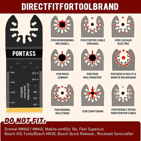 27 PCS Oscillating Saw Blade Set Durable Multitool Blades | Titanium Wood and Plastic Universal Multitool Blades Kits Fit Dewalt Milwaukee Ryobi Rockwell in Kuwait