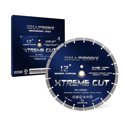RHAPSODY 14 Inch Diamond Concrete Saw Blade 5pcs Turbo Segmented Blade | General Purpose Blade Dry/Wet Cutting Concrete, Reinforced Concrete, Masonry, Brick, Block,1"-20mm Arbor in Saudi Arabia
