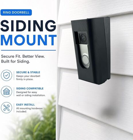 No-Drill Ring Doorbell Mount for Vinyl Siding | Compatible with Ring Video Doorbell 1, 2, 3, 4 & Battery Models | Damage-Free Siding Clip Mount | Easy Installation | Apartment & HOA Friendly in Kuwait