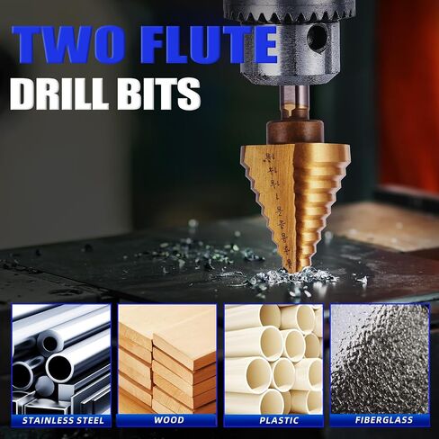 Step Drill Bits, 3PCS (30 Sizes) Spiral Grooved for Faster Drilling with Automatic Center Punch, Double Cutting Blades, High-Speed Steel, Multiple Hole Stepped Up Bits for DIY Lovers with Case in Saudi Arabia