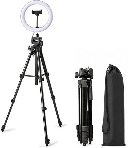 10" Ring Light with Adjustable Tripod, LED Ring Lighting with Phone Holder & Remote, Photography Light Kit for Selfies, Live Streaming, Video Recording, TikTok & YouTube (74.8" Tripod) in Kuwait