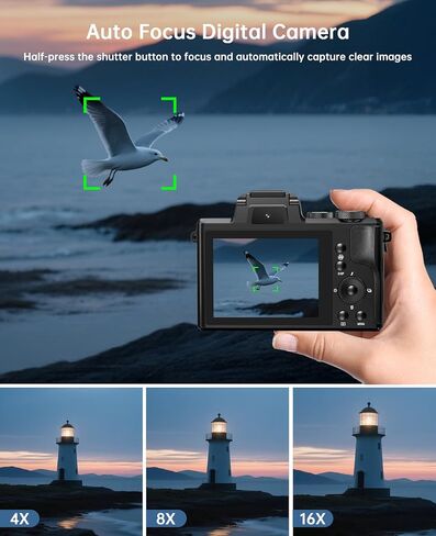 8K Digital Camera, 88MP Autofocus Cameras for Photography with Dual Lens | WiFi Vlogging Camera with 16X Digital Zoom,32GB TF Card,Lens Hood,Touch Screen,2 Batteries,Charging Stand in Saudi Arabia