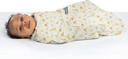 SwaddleMe by Ingenuity Monogram Collection Baby Swaddle, 100% Cotton, Improves Sleep & Calms Startle Reflex, 0-3 Months, Pocket Fold Design for Easy Changes, 1.0 TOG, 3-Pack - Safari Swaddle in Saudi Arabia