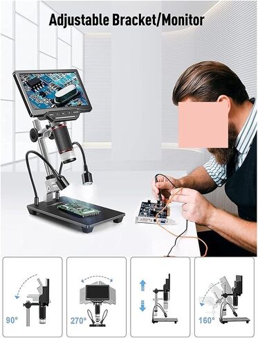 Microscope, Portable Digital Microscope with High-Definition Screen for Industrial Inspection, Mobile Phone Maintenance, Magnifying Electron,for Homeschool Lab in Kuwait