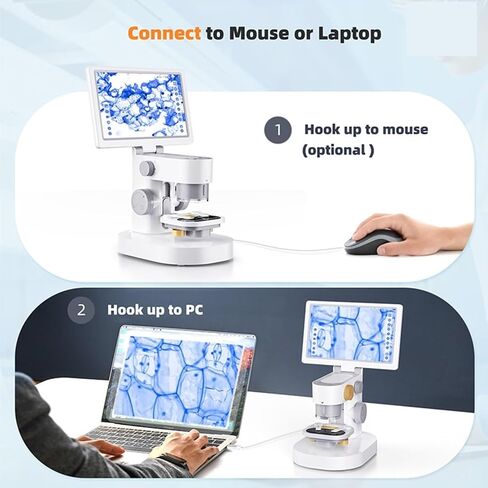 Microscope, Microscope 9-inch Biological with 1200X Magnification Digital Stereoscopic Video,for Homeschool Lab in Kuwait