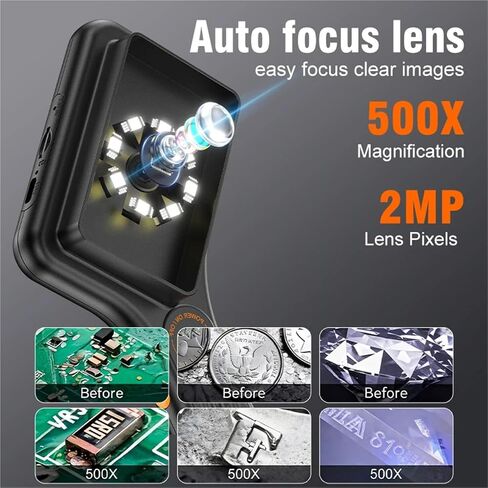 Microscope, Handheld USB Digital Microscope 3.0 Inch Big Screen Auto Magnifying Glass 500x 2MP for Electronics Repair,for Homeschool Lab in Kuwait