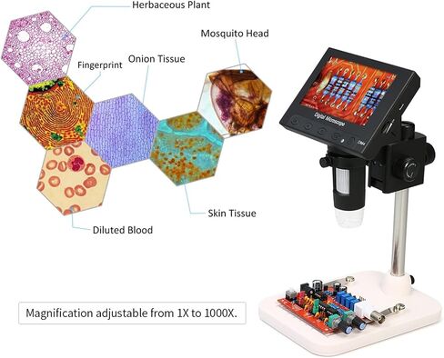 Microscope, Digital Microscope 4.3 Inch LCD Display 1080P Magnifier with Holder Circuit Board Repair Soldering,for Homeschool Lab in Kuwait