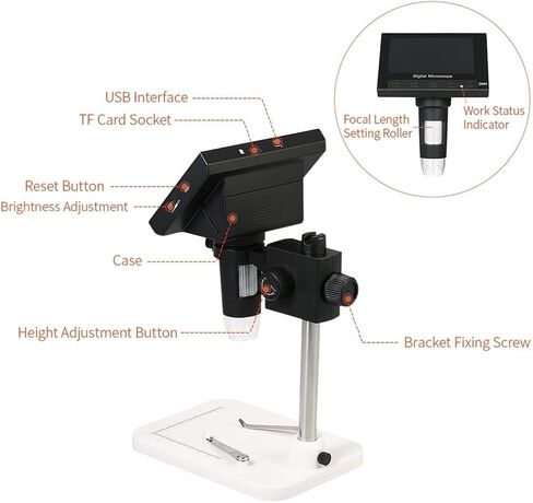 Microscope, Digital Microscope 4.3 Inch LCD Display 1080P Magnifier with Holder Circuit Board Repair Soldering,for Homeschool Lab in Kuwait