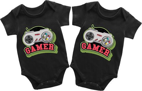Baby Twins Bodysuit Game Newborn Baby Clothes Unisex Cute Romper Infant Toddler Outfits Set in Saudi Arabia