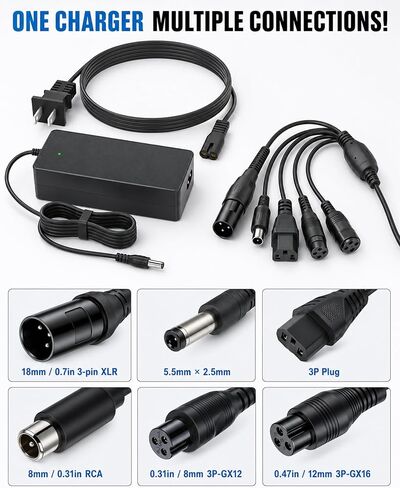 42V 2A Electric Scooter Charger for GOTRAX EBE1, EBE2, Alpha XL, Emerge, Hiboy S2 Pro, Jetson Bolt/Bolt Pro/Adventure/Metro/Journey/LX10/ J5/J8 Bikes in Kuwait