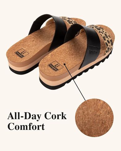 LongBay Women's Platform Slide Sandals with Arch Support Comfortable Slip On Lightweight Non Slip Sole Two Straps for Beach Vacation Leopard,US8 in Saudi Arabia