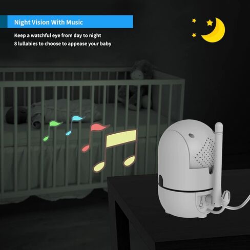 جهاز مراقبة الأطفال HelloBaby + حامل، شاشة IPS مقاس 5 بوصات وبطارية تدوم 30 ساعة، جهاز مراقبة الأطفال بدون WiFi مع كاميرا وصوت، كاميرا أطفال مع حامل أرضي، HB6550 + حامل in Kuwait