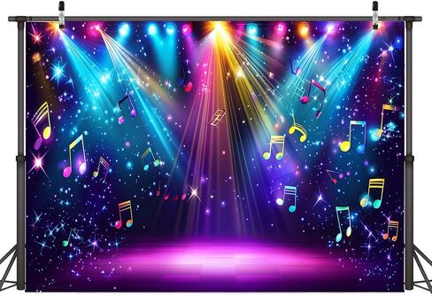 AIIKES 7x5ft Rainbow Stage Photography Backdrop1980s Colorful Disco Backdrop Rock Music Glow Neon Dance Birthday Party Decorations Backdrop XY142 in Saudi Arabia