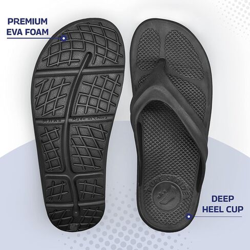 Pure Stride Therapeutic Flip Flops, Orthotic Thong Sandals for Plantar Fasciitis, Metatarsal and Heel Spurs, Feet Pain Relief and Arch Support - Black, Women’s Size 8 in Saudi Arabia
