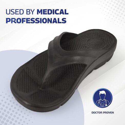 Pure Stride Therapeutic Flip Flops, Orthotic Thong Sandals for Plantar Fasciitis, Metatarsal and Heel Spurs, Feet Pain Relief and Arch Support - Black, Women’s Size 8 in Saudi Arabia