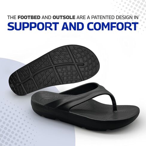 Pure Stride Therapeutic Flip Flops, Orthotic Thong Sandals for Plantar Fasciitis, Metatarsal and Heel Spurs, Feet Pain Relief and Arch Support - Black, Women’s Size 8 in Saudi Arabia