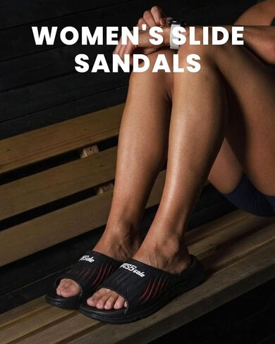 PCSsole Women's High Arch Support Orthotic Slides, Recovery Sandals | Deep Heel Cup, Metatarsal Pad & Shock Absorbing Cushion Support Flat Feet, Plantar Fasciitis & Daily Wear, Black, Size 9 in Saudi Arabia
