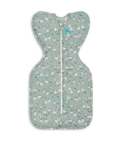 Love to Dream Swaddle UP, Baby Sleep Sack Self-Soothing Swaddles for Newborns, Improves Sleep Secure Fit, Calms Startle Reflex,New Born Essentials for Baby 1.0 TOG Newborn 5-8.5lbs, Chicken Run Olive in Kuwait