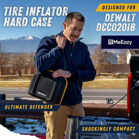 Hard Case, Protective Custom-Fit Padded Storage Bag with YKK Zippers, Form-Fitting Shell, and Wide Shoulder Strap for DEWALT DCC020IB 20V Max Air Compressor Tire Inflator (CASE ONLY) in Kuwait