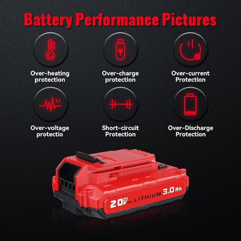 MANUFER 2PACK 3.0Ah 20V PCC680L Li-ion Battery and PCC692L Charger Replacement for Porter Cable 20V Battery Compatible with Porter Cable Battery PCC680L, PCC681L, PCC682L, PCC685L, PCC685LP, PCC699L in Kuwait