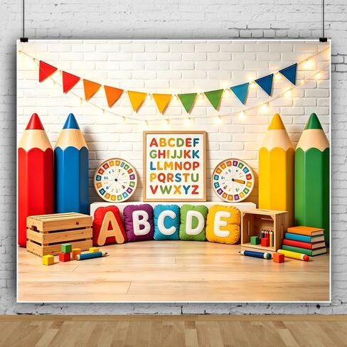 10x8ft Back to School Backdrop Notebook Pencil Welcome Back Photo Backdrop | Balloon Arch First Day of School Backdrops for Photography Classroom Decorations for Kindergarten Preschool Photo Booth Prop in Saudi Arabia