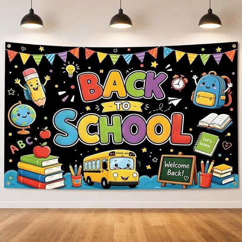 Back to School Decorations Large First Day of School Backdrop Welcome Back Sign for Classroom Decorations Teacher Photo Booth Props Party Supplies 71 x 59 Inches in Kuwait