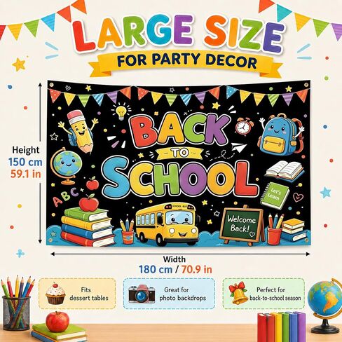 Back to School Decorations Large First Day of School Backdrop Welcome Back Sign for Classroom Decorations Teacher Photo Booth Props Party Supplies 71 x 59 Inches in Kuwait